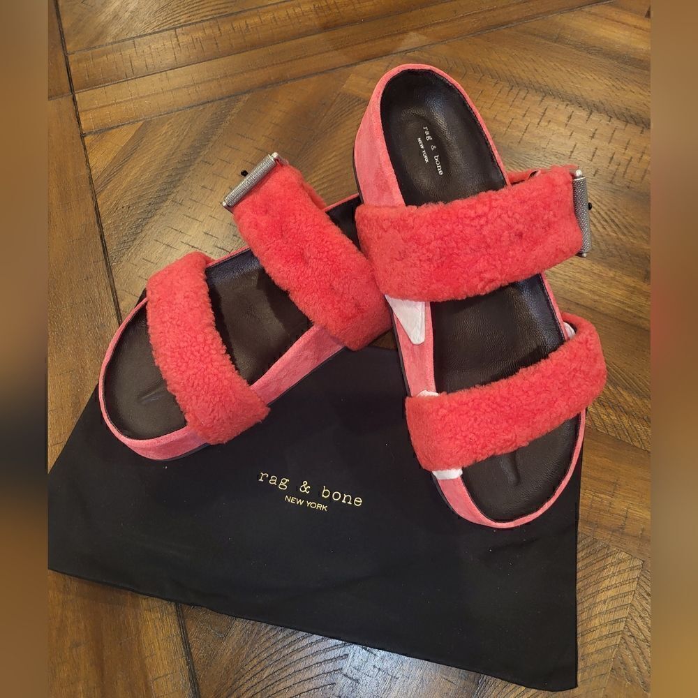 $395 MSRP rag & bone stacked platform sandals size 11 EU 41 red